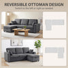 Modular Sectional Sofa Bed with Reversible Storage Ottoman, Pull Out Sleeper Sofa with Spring Cushion, Dark Grey