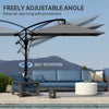 Patio Offset Umbrella UPF 50+ UV Protection, Crank Parasol with Base, Cover & Wind Securing, Khaki