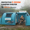 3-4 Person Camping Tent with 2 Rooms, 3000mm Waterproof Portable Family Tent with Carry Bag, Sky Blue