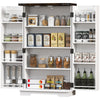 Kitchen Pantry Cabinet with 4-tier Shelving, 6 Spice Racks, Farmhouse Storage Cabinet with Adjustable Shelves, Easy Cleaning, White