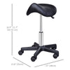 Saddle Stool, PU Leather Rolling Stool with Wheels, Adjustable Salon Chair for Kitchen, Salon Spa, Bar, Home Office, Massage, Black