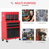 6-Drawer Rolling Tool Chest, 2 in 1 Lockable Storage Cabinet with Hooks, Metal Tool Box for Garage, Workshop