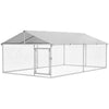 13.1' x 7.5' x 4.9' Outdoor Dog Kennel Dog Run with Waterproof, UV Resistant Cover for Medium Large Sized Dogs, Silver