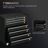 Rolling Tool Chest, 7-Drawer Lockable Tool Cabinet with 4 Wheels, Handle, Toolbox Storage Organizer for Garage, Workshop, Repair Shop, Black