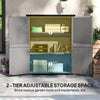 Outdoor Storage Cabinet, Wood Garden Shed with Steel Frame, Asphalt Roof, 2 Shelves and Lockable Doors, Grey