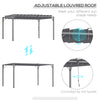 12.8' x 9.7' Outdoor Pergola with Retractable Roof, Aluminium Louvered Pergola Canopy Gazebo for Lawn Garden Patio, Grey