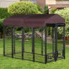 Outdoor Dog Kennel, Lockable Pet Playpen Crate, Welded Wire Steel Fence, Rotating Bowl Holders