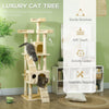 68-inch Multi-Level Cat Scratching Tree Kitty Activity Center Post Tower Condo Pet Furniture w/ Toy Beige
