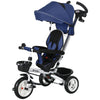 Qaba 6 in 1 Toddler Tricycle with Parent Push Handle, Canopy, Storage Baskets, Cupholder, Pink