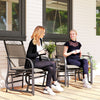 Outdoor Glider Bench with Coffee Table, Patio 2-Seat Rocking Chair Swing Loveseat with Breathable Sling for Backyard Garden Porch, Brown