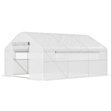 Walk-in Tunnel Greenhouse with UV/Wind Resistant, Galvanized Steel Frame and Windows, Garden Planting Warm House, 13' x 10' x 6.5' , White