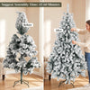7ft Snow Flocked Christmas Tree with 1000 Branch Tips, Hinged Design, Artificial Fir Xmas Tree, Green and White