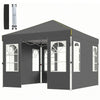 9.6 x 9.6 ft Pop Up Canopy Tent with 4 Sidewalls, UPF 50+ 1-Button Push Easy Setup Outdoor Instant Canopy, Dark Grey