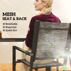 7 Piece Outdoor Dining Set with 6 Stackable Chairs, Rectangle Table, WPC Slatted Top, Rust-Resistant Steel Frame