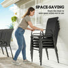 Outdoor Dining Sets for 8 with Stackable Chairs, Patio Dining Set with Glass Top Table for Garden, Patio, Backyard, Black