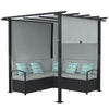 Wicker Patio Furniture, Outdoor PE Rattan Sofa Set with Retractable Canopy Pergola, Shade Shelter for Deck, Pool, Garden, Terrace, Grey
