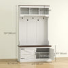 3-in-1 Hall Tree with LED Lights and Bench, Coat Rack with Shoe Storage, White Wood Grain with Light
