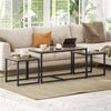 Nesting Coffee Table Set of 3, Modern End Tables with Black Metal Frame for Living Room Home Furniture, Brown