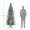 7.5 Feet Pencil Snow Flocked Artificial Christmas Tree with 880 Realistic Cypress Branches, Auto Open, Green
