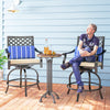 Outdoor Bar Stools Set of 2, Bar Height Swivel Patio Chairs with Cushion, Pillow Footrest for Poolside, Backyard