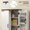 Kitchen Pantry Cabinet with 4-tier Shelving, 6 Spice Racks, Farmhouse Storage Cabinet with Adjustable Shelves, Easy Cleaning, White