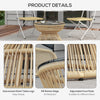Rattan Outdoor Coffee Table, Patio End Table with Tempered Glass Tabletop & Steel Frame, Wicker Furniture, Nature Wood