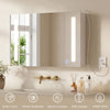 LED Medicine Cabinet with Mirror, Wall Mounted Bathroom Mirror Cabinet with Adjustable Shelves, High Gloss, High Gloss White