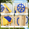Wooden Kids Swing Set with Slide, Swing Seat, Captain's Wheel, Telescope, for Ages 18-48 Months, Natural