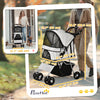 Cat Dog Stroller, One-click Foldable Pet Stroller w/Cup Holder, 4 Wheels Travel Carrier w/Brakes, 360° Swiveling Front Wheels, Storage Basket, for XS/Small Dogs Cats, Grey