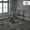 Soozier Weight Bench Stand with Squat Rack, Adjustable Olympic Bench, Multifunctional Arm Curl Pad, Leg Extension, Grey