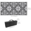 Portable Outdoor Rug with Carry Bag, 9' x 18' Reversible Mat, Waterproof Plastic Straw RV Rug for Backyard, Deck, Picnic, Beach, Camping, Gray & White Flower