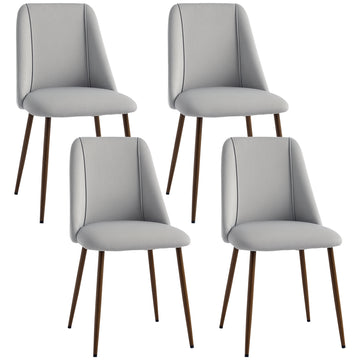 Upholstered Dining Chairs Set of 4, Velvet Accent Chair with Back and Wood-grain Steel Leg for Kitchen