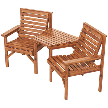 3Pcs Outdoor Bench Set for Backyard, Balcony, Tan Brown