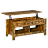 Lift Top Coffee Table with Hidden Storage Compartment and Open Shelves, Lift Tabletop Pop-Up Center Table for Living Room