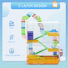 5 Tiers Hamster Cage Portable with Exercise Wheels Play Tube Water Bottle Dishes House Ladder for Gerbils, Orange