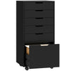 File Cabinet on Wheels Mobile Printer Stand with 5 Drawers for Home Office Black