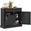 Hidden Garbage Bin Cabinet, Tilt Out Trash Cabinet w/ 2 Drawers, Freestanding Kitchen Island for Laundry