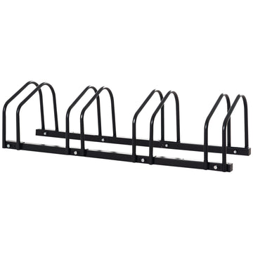 Soozier 4-Bike Bicycle Floor Parking Rack Cycling Storage Stand Garage Organizer for Indoor and Outdoor Use