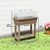 41L Self Watering Raised Garden Bed w/ Ventilation Transparent Lid Greenhouse, Planter Box w/ Storage Shelf, Brown