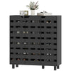 Shoe Cabinet, 20 Pair Shoe Storage Cabinet with Hollowed-Out Doors, Black