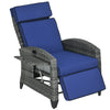 Outdoor Recliner Chair with Adjustable Backrest, Cushion, Side Tray, Dark