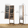 Mirror Jewelry Cabinet Armoire, Lockable Jewelry Organizer with Full-Length Mirror, 3 Angle Adjustable, Grey