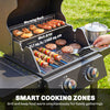 2 Burner Propane Gas Grill with Wheels, 18,400 BTU Portable BBQ Grill with Foldable Side Shelves, Warming Rack, Black