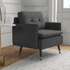 Accent Chair, Upholstered Armchair with Tufted Back Cushion and Steel Legs for Living Room, Bedroom, Dark Grey