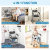 3-in-1 Shower Commode Wheelchair, Transport Beside Commode Chair with Padded Seat for the Elderly, Disabled
