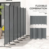 6 Panel Folding Outdoor Privacy Screen with Stable Base, 5.7FT Tall Room Divider with UV30+ Protection, Dark Grey