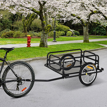 Aosom Folding Bicycle Cargo Trailer Utility Bike Cart Travel Luggage Carrier Garden Patio Tool New, Black