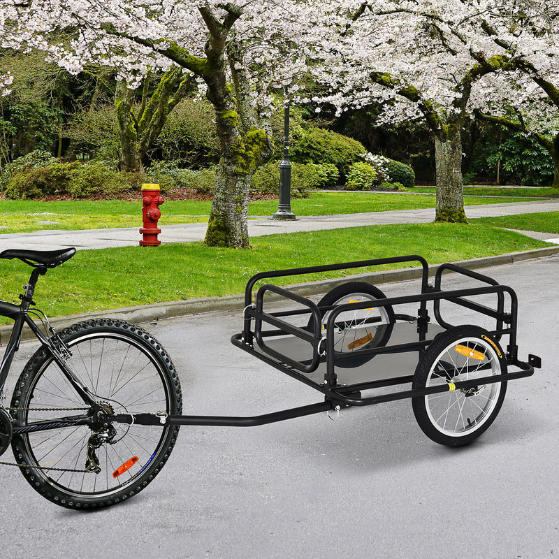 Folding Bicycle Cargo Trailer Utility Bike Cart Travel Luggage Carrier Garden Patio Tool New, Black