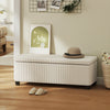 44 Inches Ottoman with Storage, Lid, Legs, Corduroy End of Bed Bench for Living Room, Bedroom, Entryway, Beige