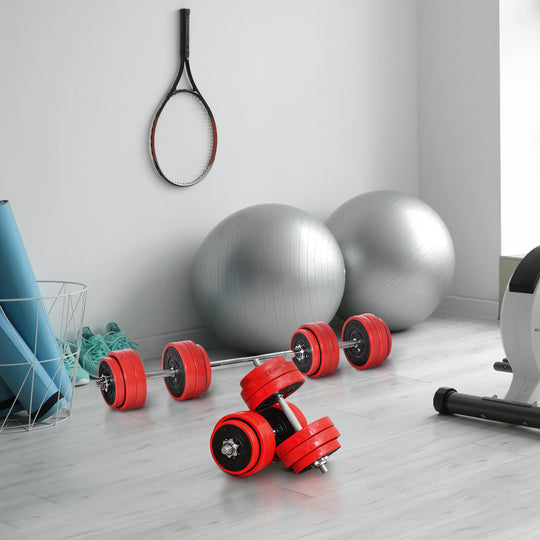 Soozier Ensemble haltère et barre d'haltérophilie réglable 2-en-1 de 66 lb, musculation, exercice, fitness, pour gym à domicile